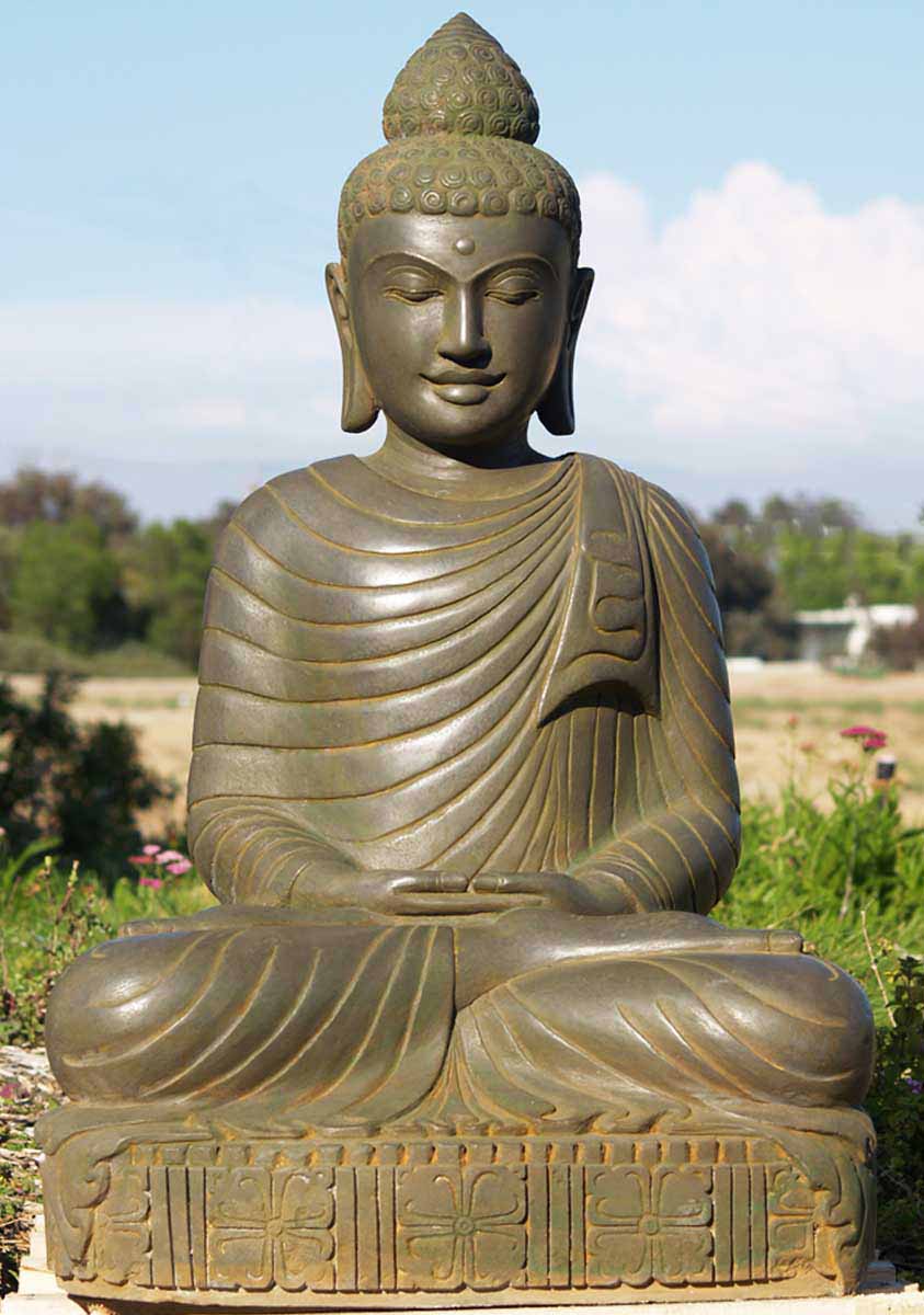 Stone Meditating Buddha Statue 38"